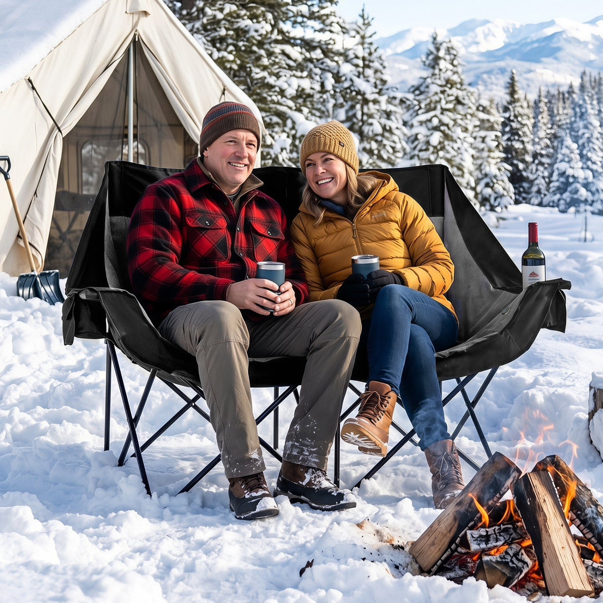Heated Double Camping Chair with 4 Zones, 660 lb Limit