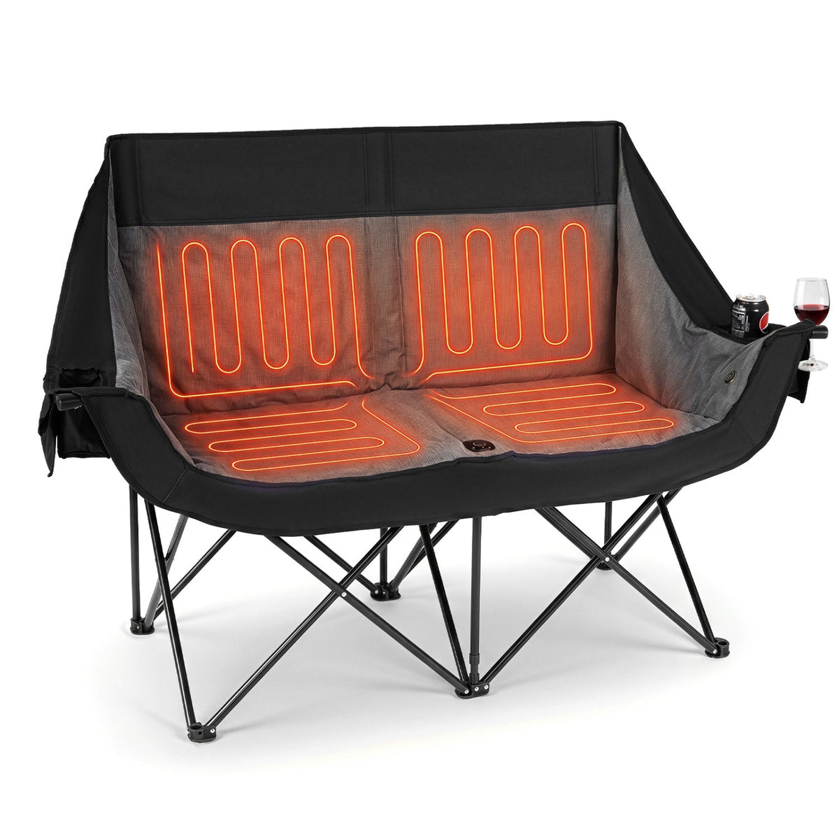 Heated Double Camping Chair with 4 Zones, 660 lb Limit