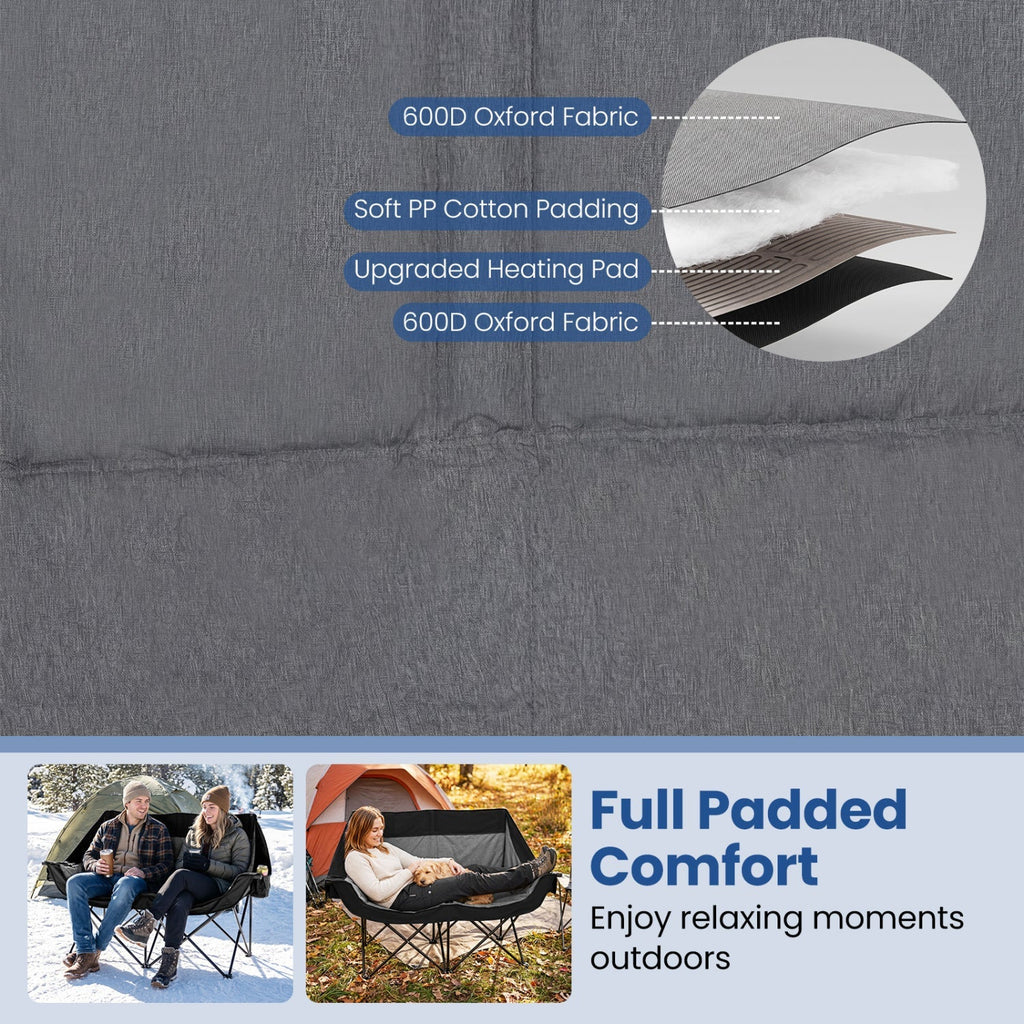 Heated Double Camping Chair with 4 Zones, 660 lb Limit