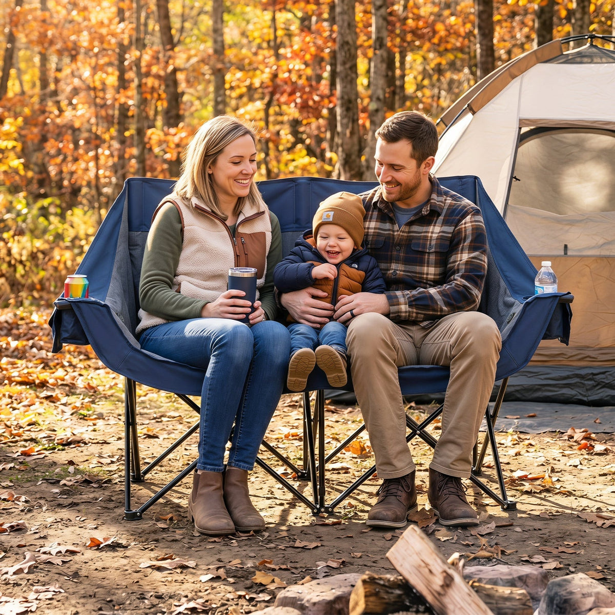 Heated Double Camping Chair with 4 Zones, 660 lb Limit
