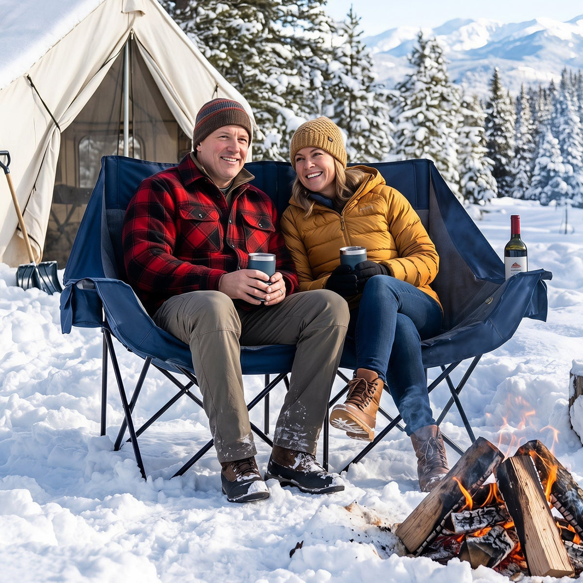 Heated Double Camping Chair with 4 Zones, 660 lb Limit