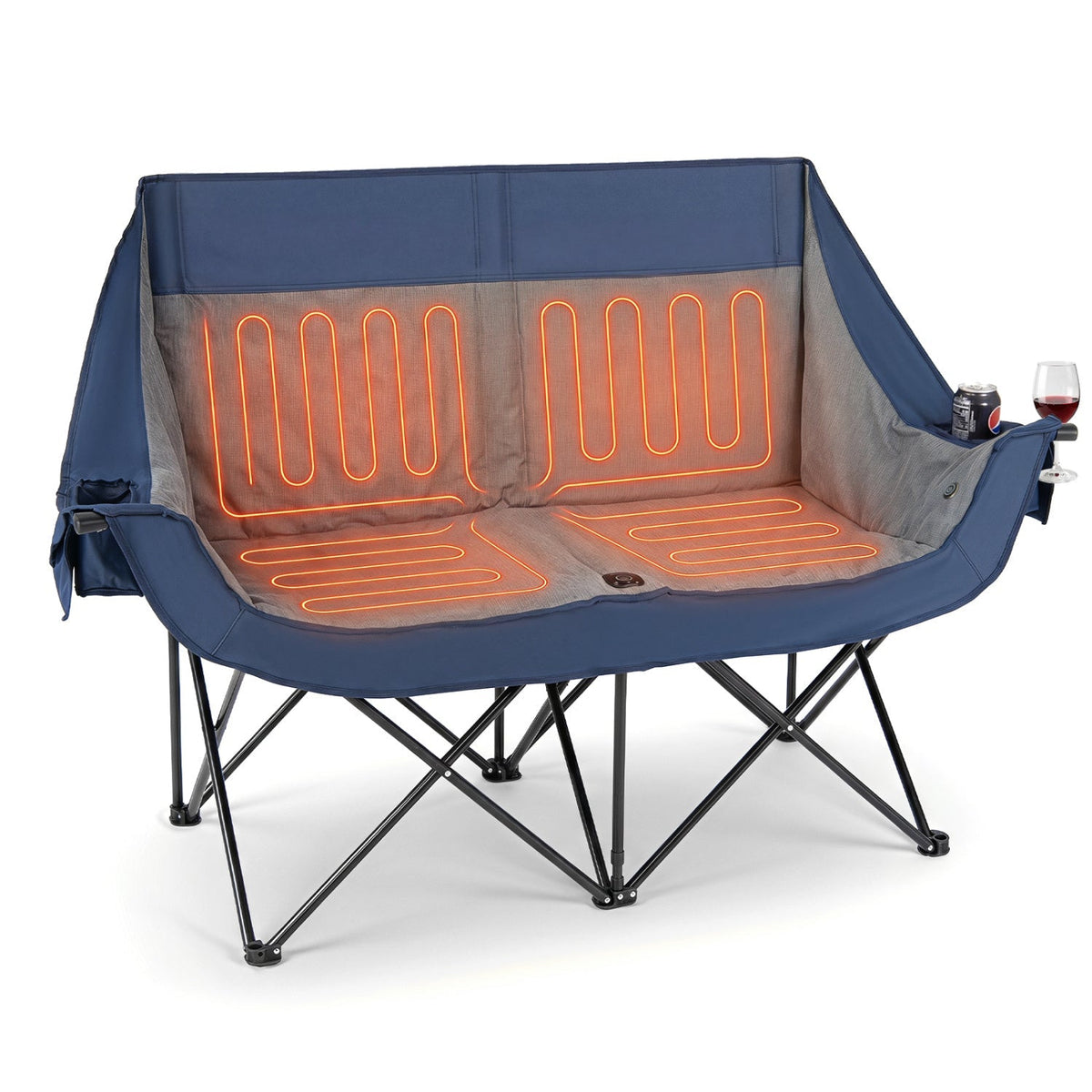 Heated Double Camping Chair with 4 Zones, 660 lb Limit