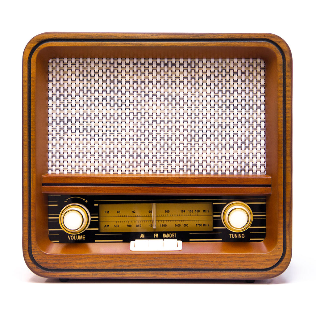 Vintage-style radio with wooden casing 