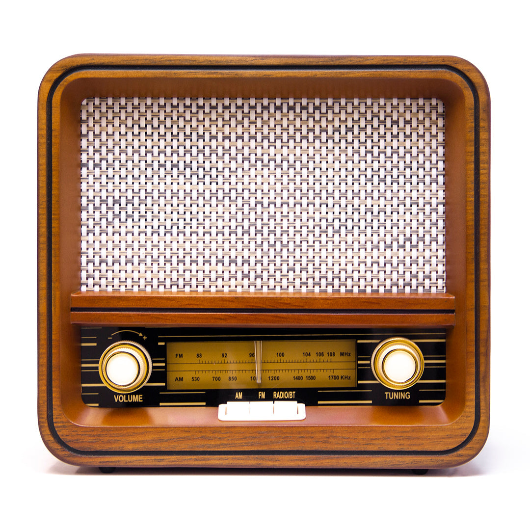 Vintage-style radio with wooden casing 
