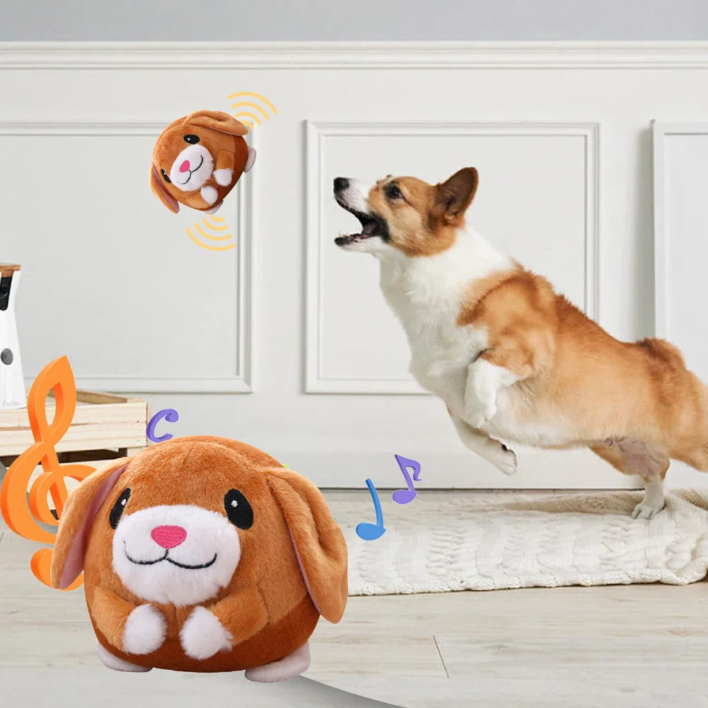 Plush Bouncing Dog Toy Interactive Squeaky Self-Moving Bite-Resistant