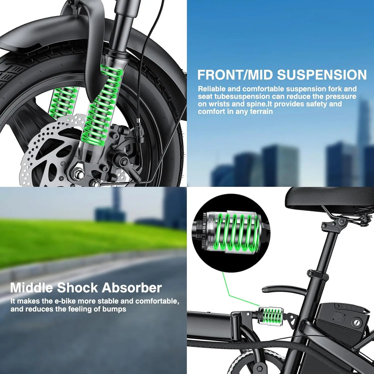 Electric Bike 520W-1200W Motor, 20-28MPH, 32 Miles Range, 48V 10Ah Battery