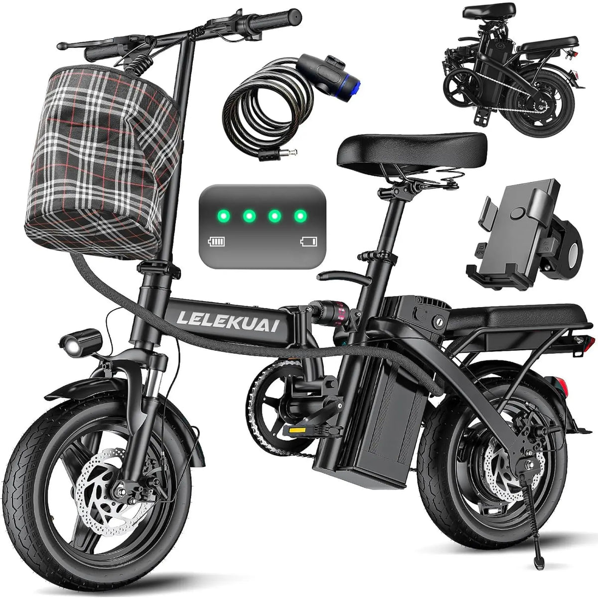 Electric Bike 520W-1200W Motor, 20-28MPH, 32 Miles Range, 48V 10Ah Battery