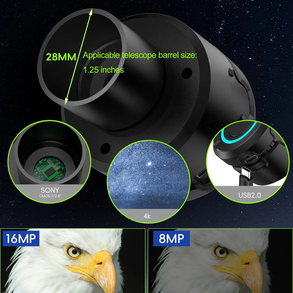 Portable 4K HD Telescope Camera Eyepiece Attachment Wireless