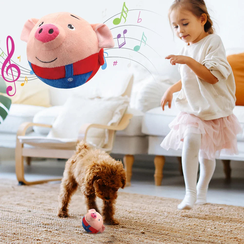 Plush Bouncing Dog Toy Interactive Squeaky Self-Moving Bite-Resistant