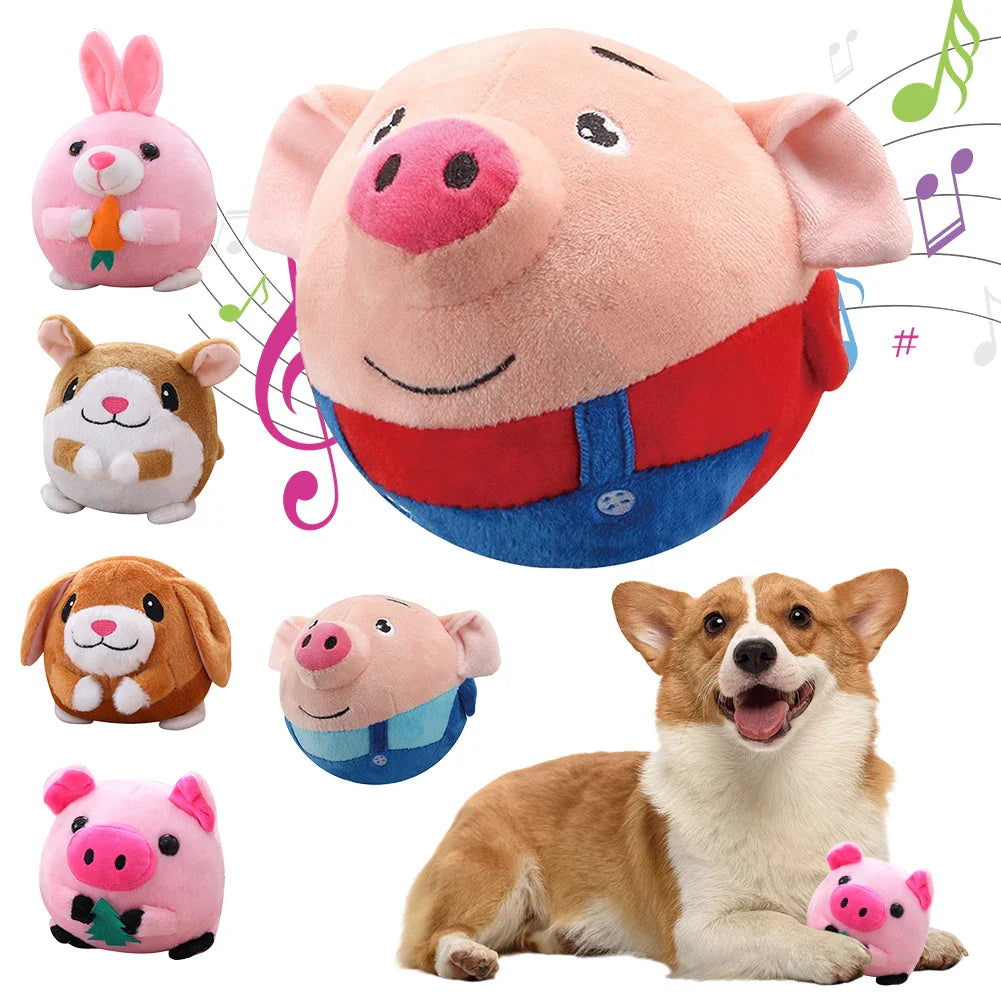 Plush Bouncing Dog Toy Interactive Squeaky Self-Moving Bite-Resistant