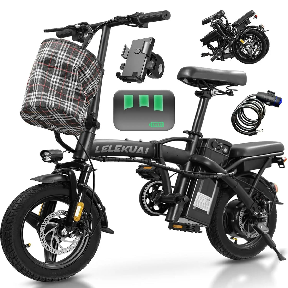 Electric Bike 520W-1200W Motor, 20-28MPH, 32 Miles Range, 48V 10Ah Battery
