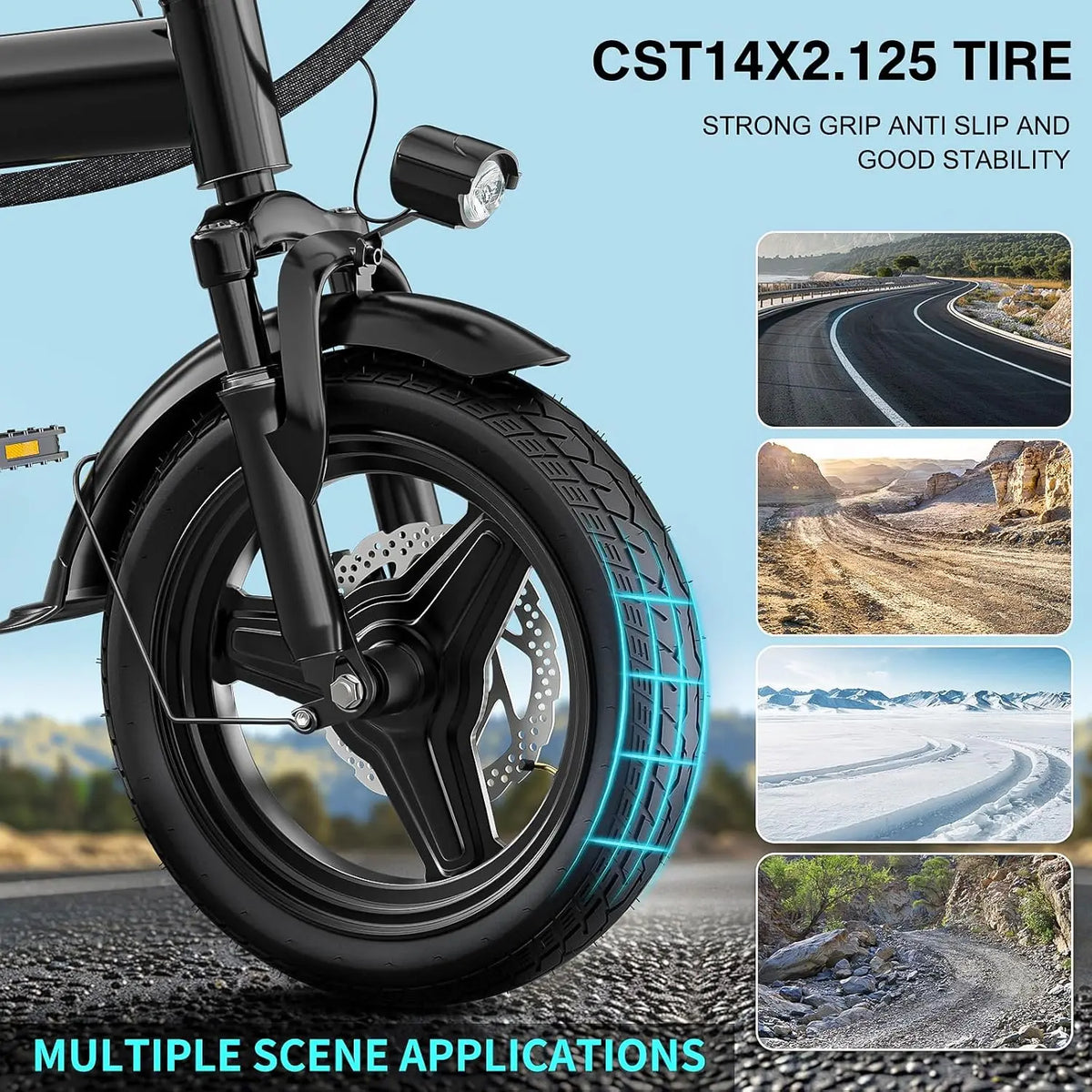 Electric Bike 520W-1200W Motor, 20-28MPH, 32 Miles Range, 48V 10Ah Battery