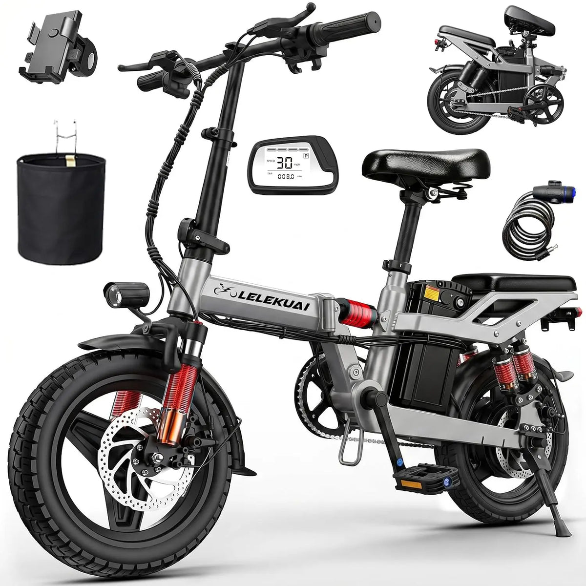Electric Bike 520W-1200W Motor, 20-28MPH, 32 Miles Range, 48V 10Ah Battery