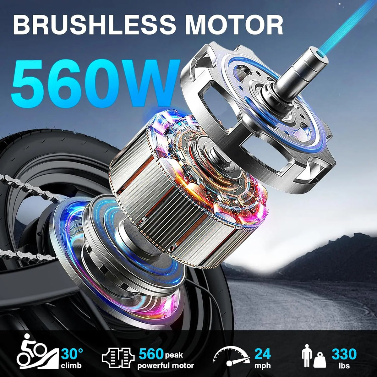 Electric Bike 520W-1200W Motor, 20-28MPH, 32 Miles Range, 48V 10Ah Battery