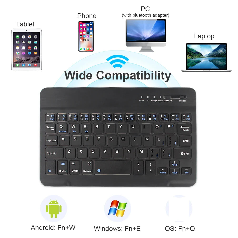 Compact Wireless Keyboard Connect 4 Devices at Once