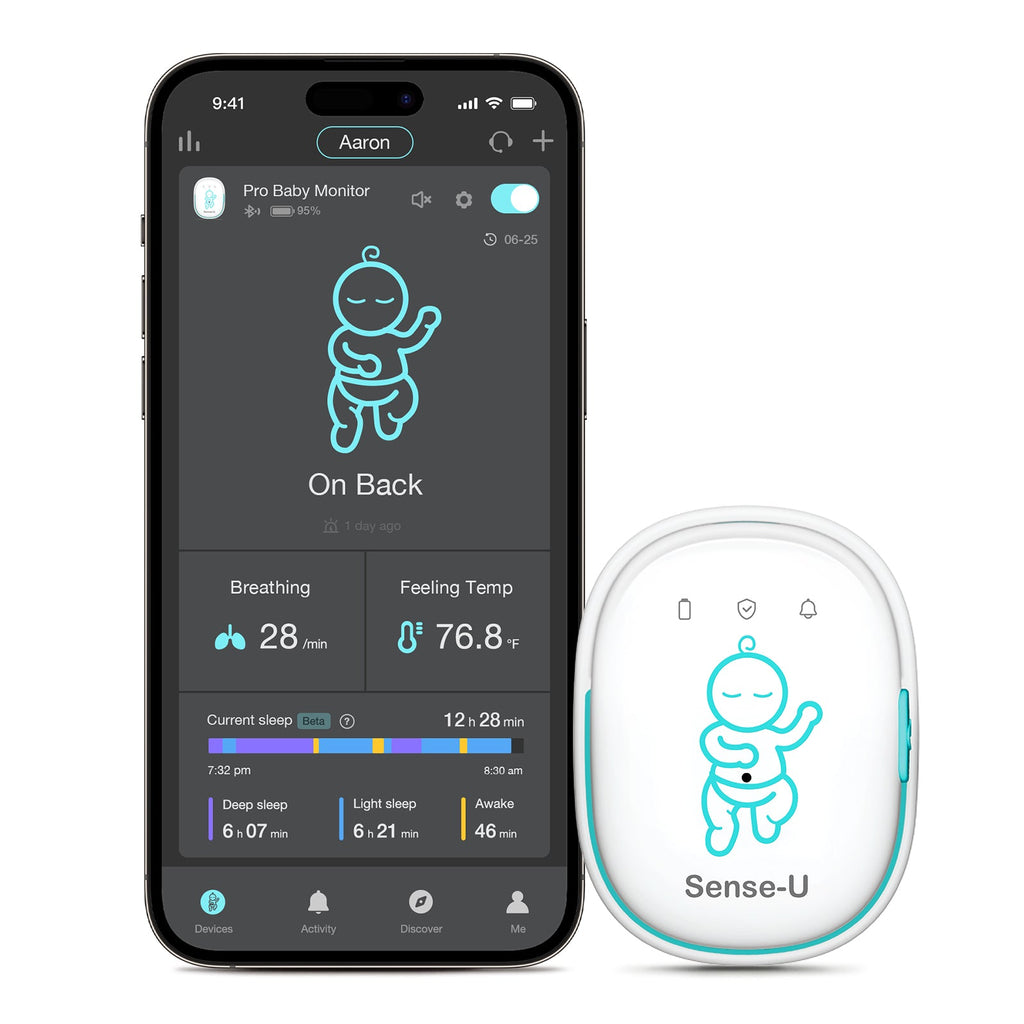 Smart baby monitor device with app interface on a smartphone