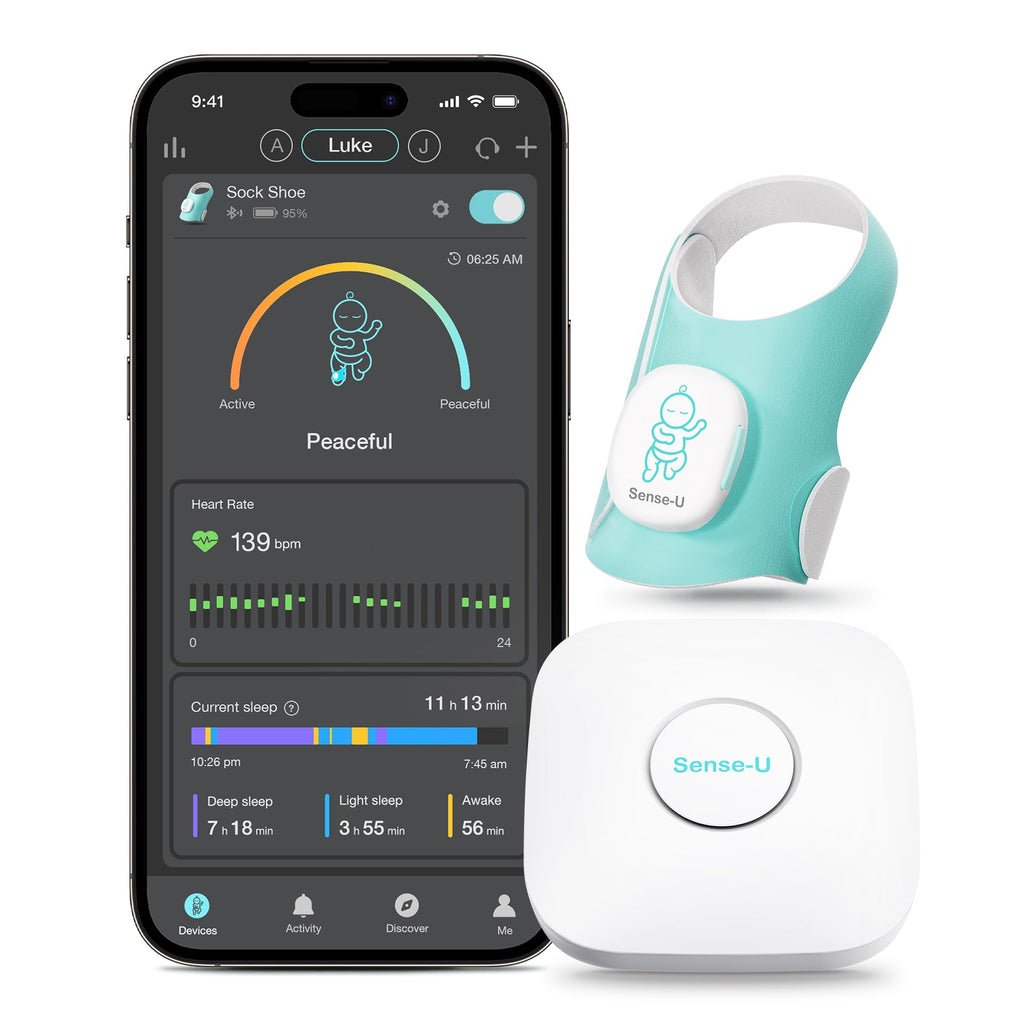 Sense-U Smart Sock Shoe 2 Baby Monitor tracks Heart Rate & Oxygen Levels