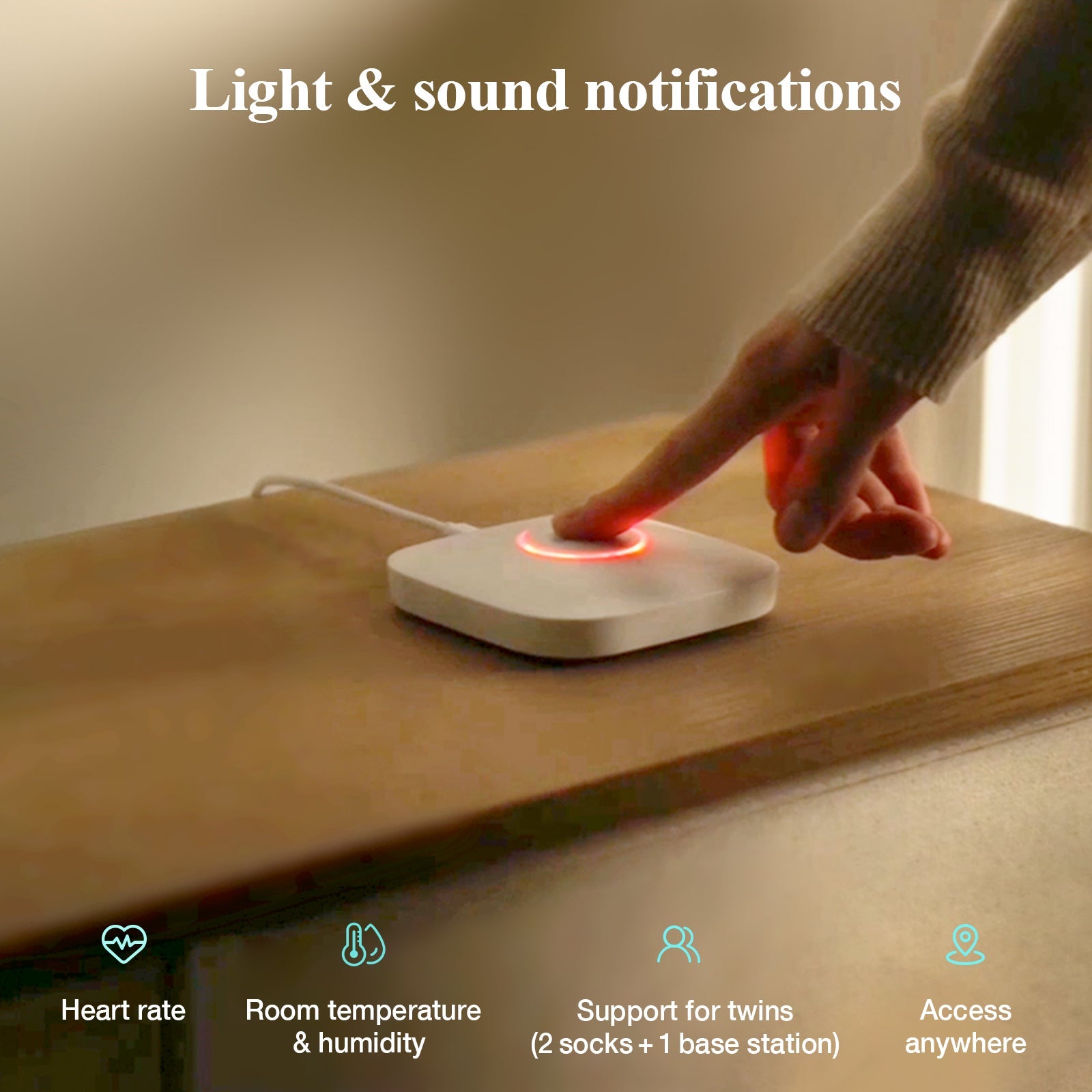 Sense-U Smart Sock Shoe 2 Baby Monitor tracks Heart Rate & Oxygen Levels