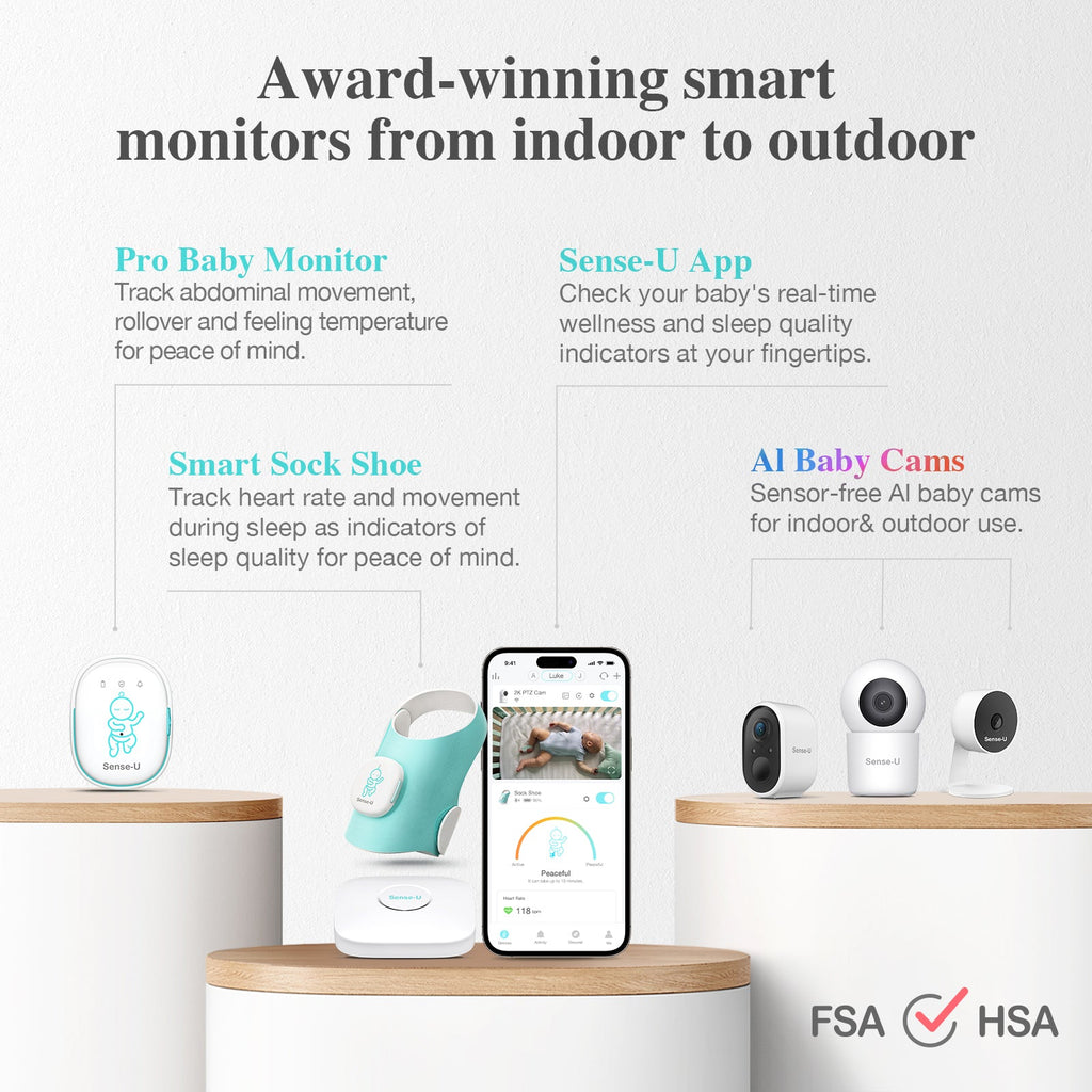 Sense-U Smart Sock Shoe 2 Baby Monitor tracks Heart Rate & Oxygen Levels