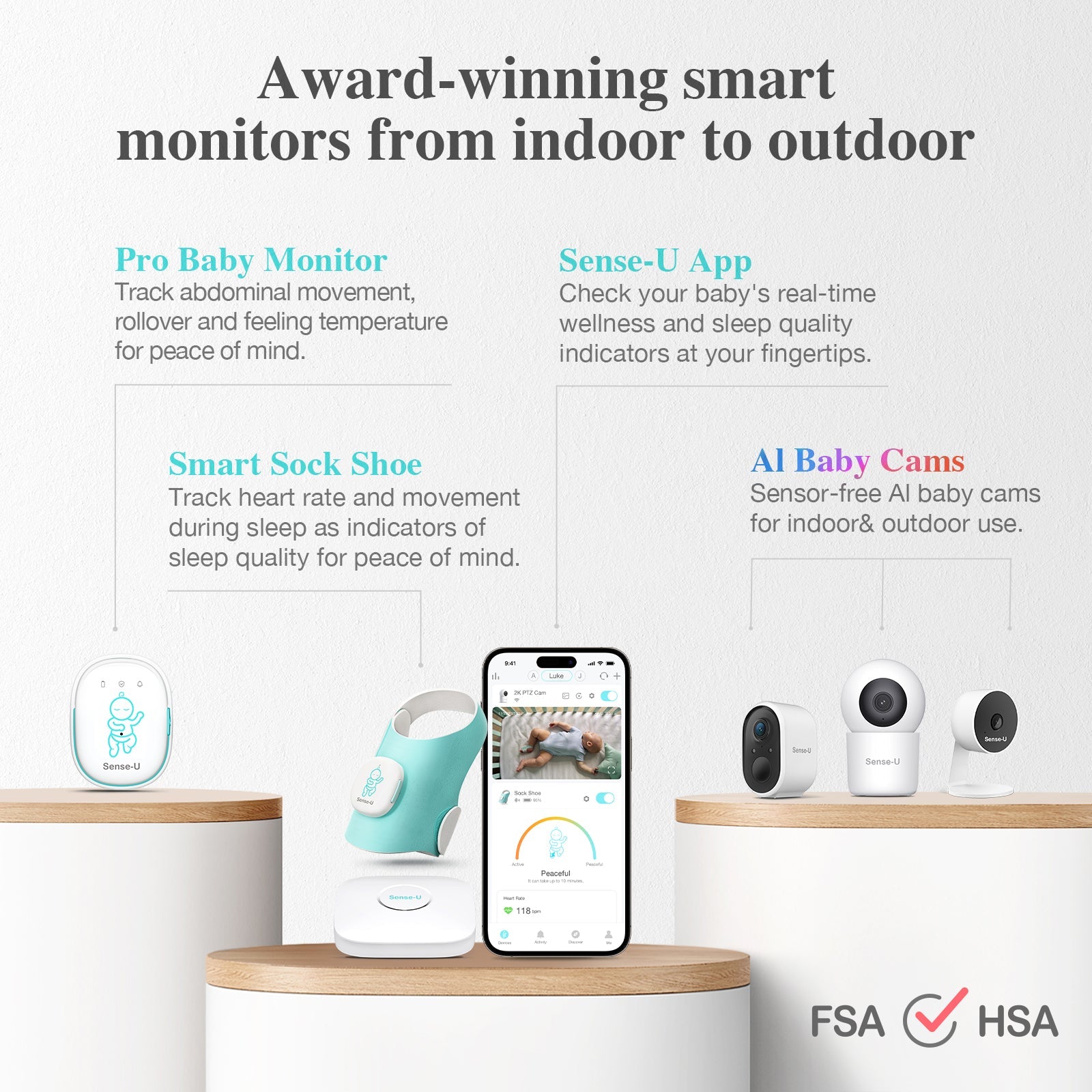 Sense-U Smart Sock Shoe 2 Baby Monitor tracks Heart Rate & Oxygen Levels