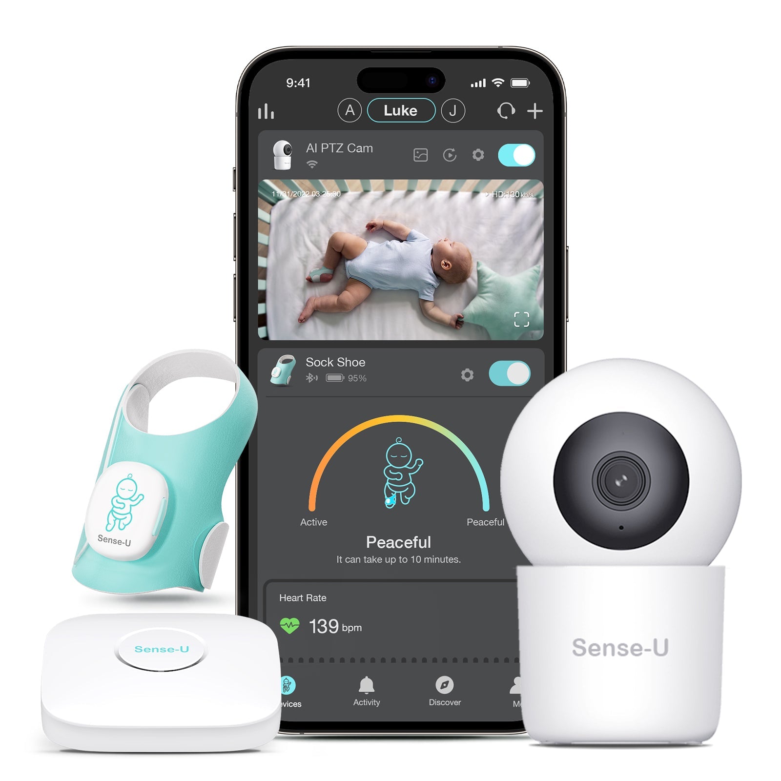 Sense-U Smart Sock Shoe 2 Baby Monitor tracks Heart Rate & Oxygen Levels