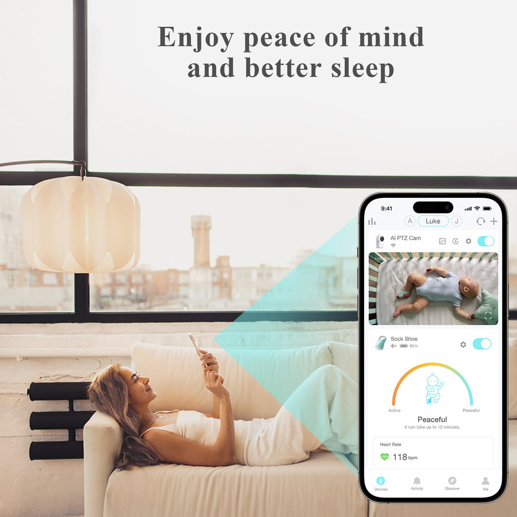 Sense-U Smart Sock Shoe 2 Baby Monitor tracks Heart Rate & Oxygen Levels
