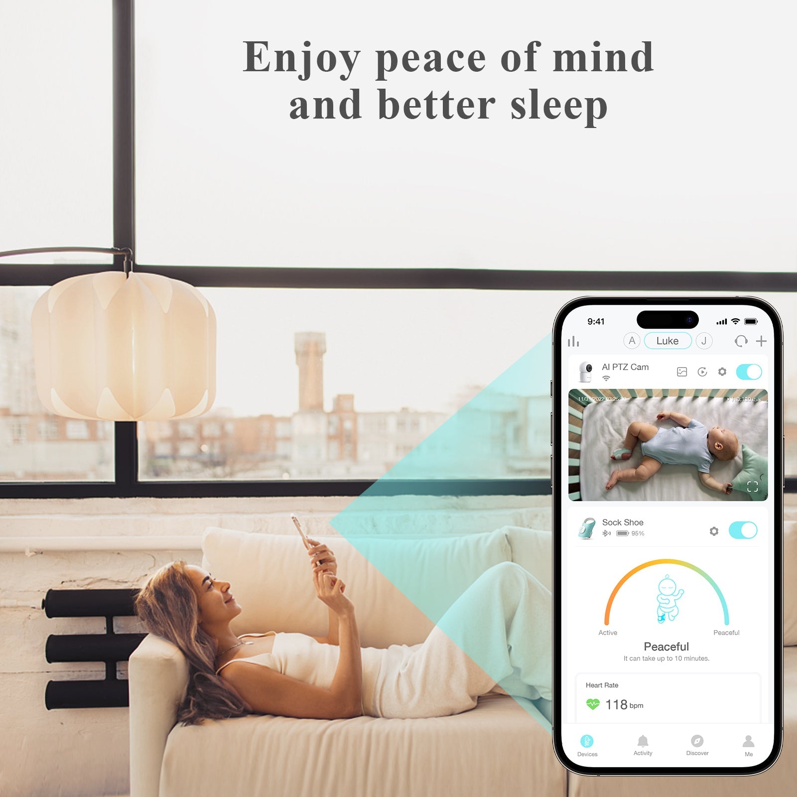 Sense-U Smart Sock Shoe 2 Baby Monitor tracks Heart Rate & Oxygen Levels