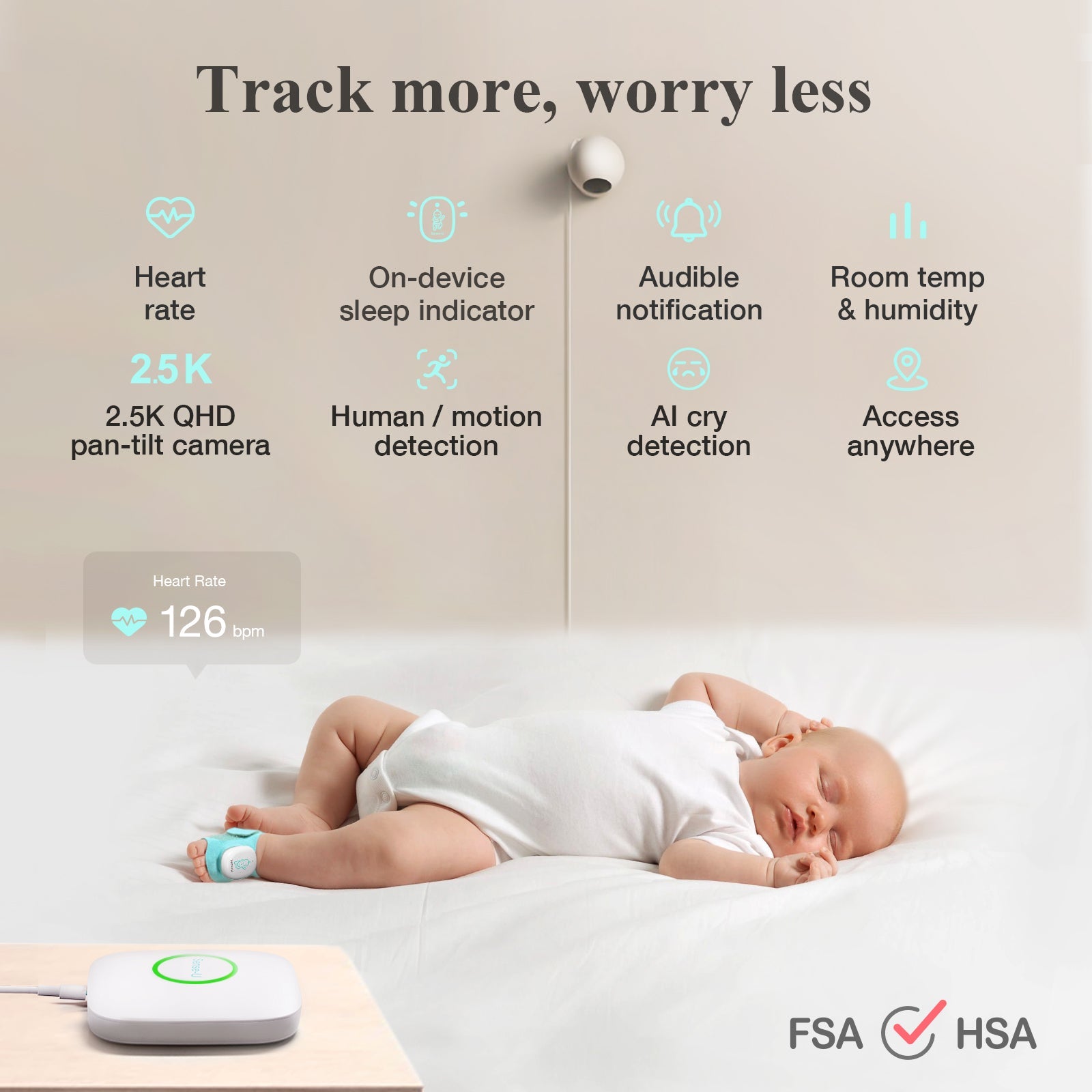 Sense-U Smart Sock Shoe 2 Baby Monitor tracks Heart Rate & Oxygen Levels