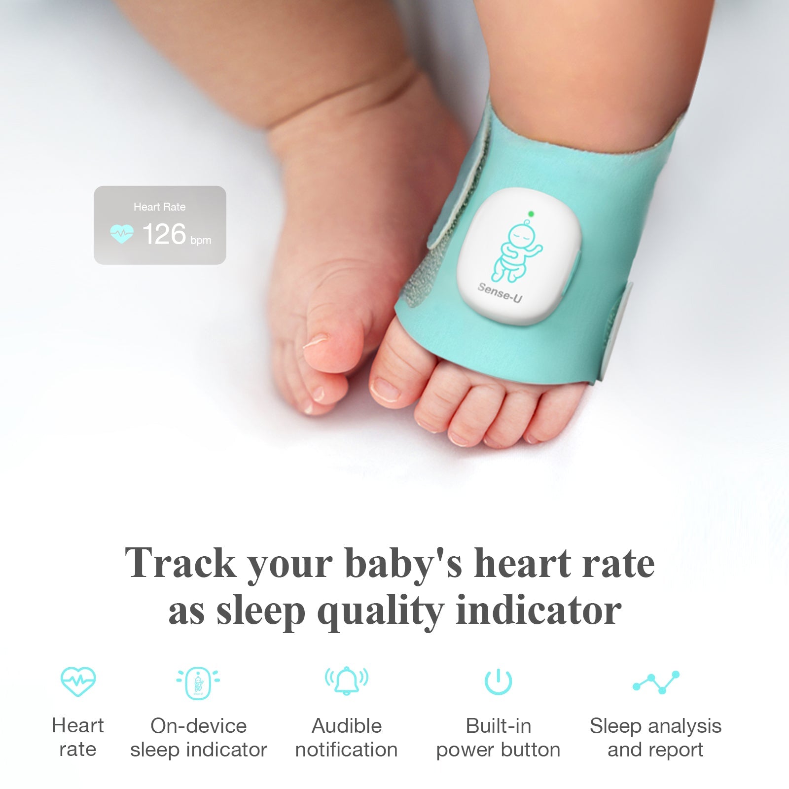 Sense-U Smart Sock Shoe 2 Baby Monitor tracks Heart Rate & Oxygen Levels