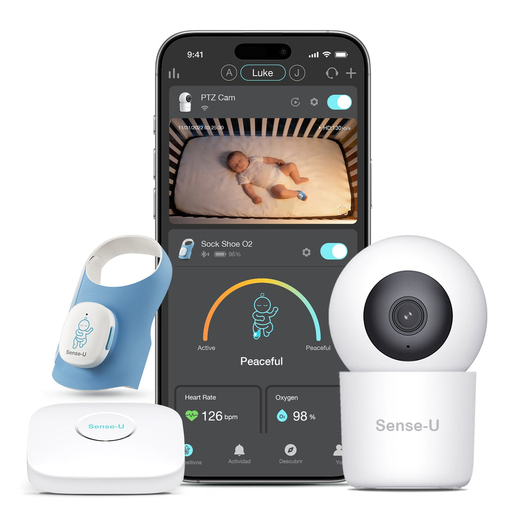 Sense-U Smart Sock Shoe 2 Baby Monitor tracks Heart Rate & Oxygen Levels