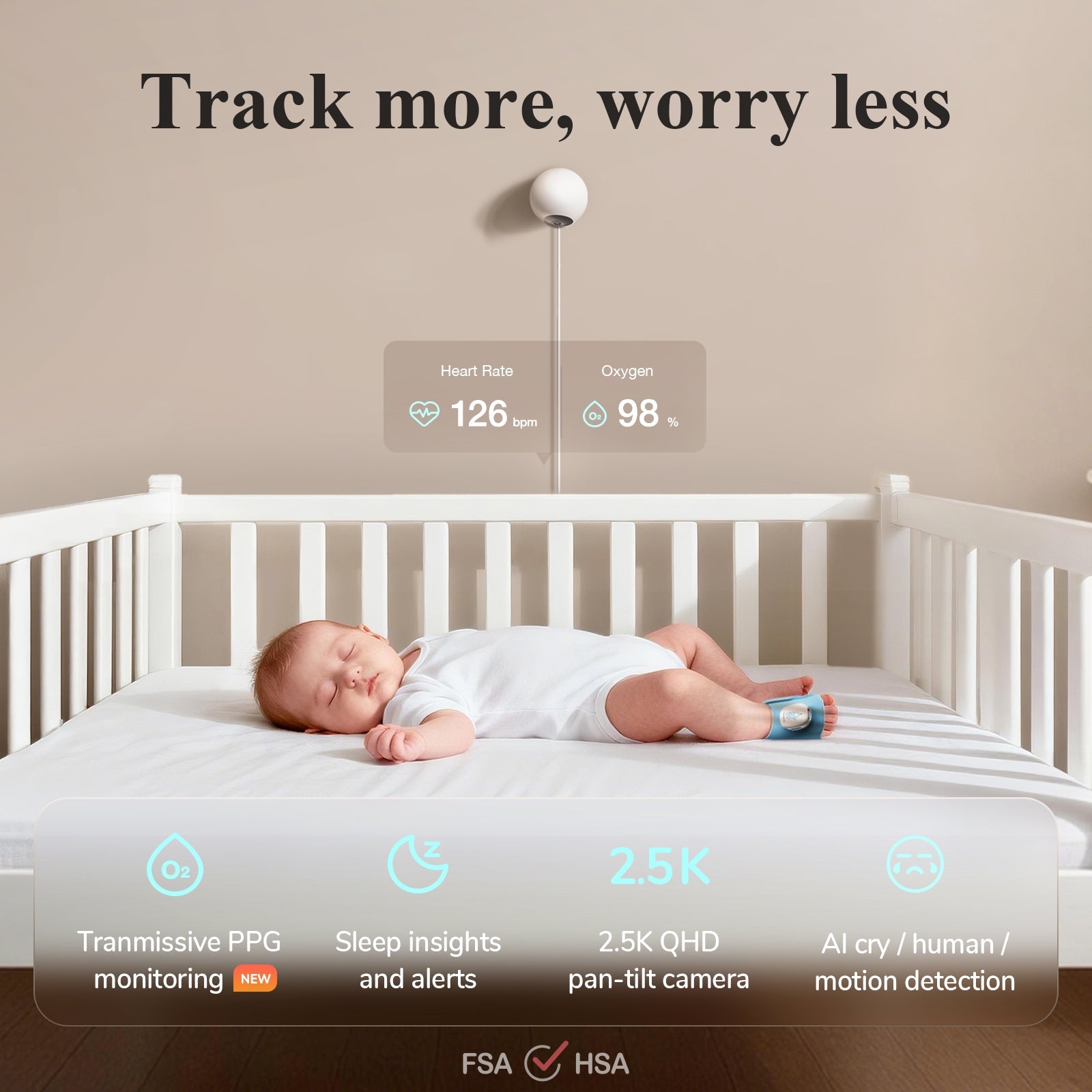 Sense-U Smart Sock Shoe 2 Baby Monitor tracks Heart Rate & Oxygen Levels