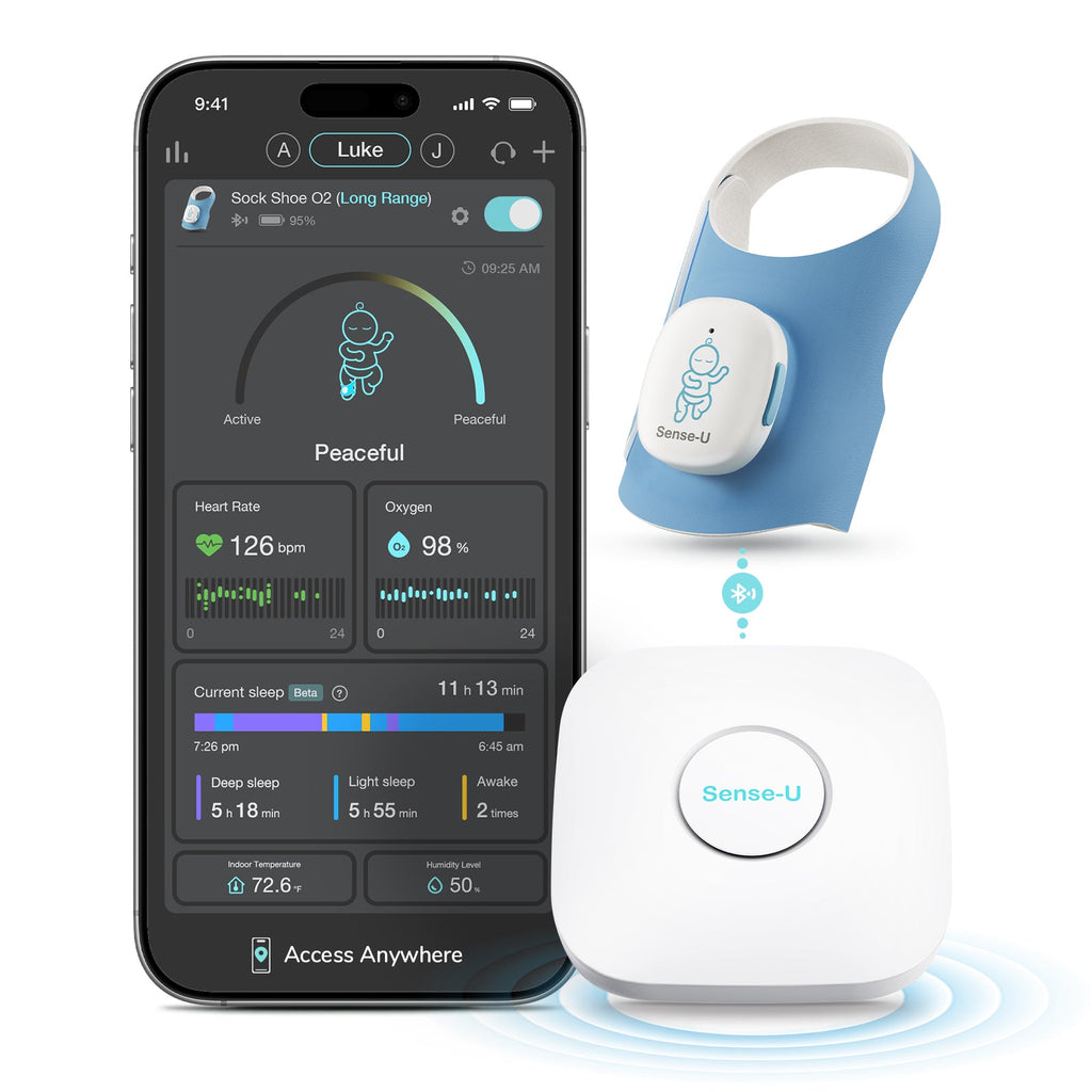 Sense-U Smart Sock Shoe 2 Baby Monitor tracks Heart Rate & Oxygen Levels