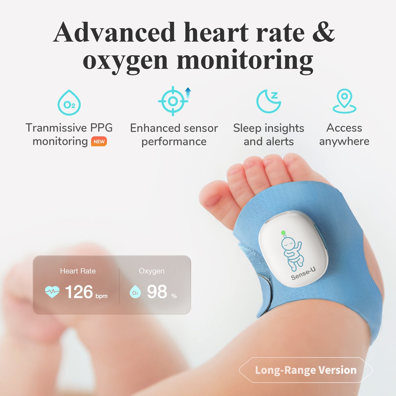Sense-U Smart Sock Shoe 2 Baby Monitor tracks Heart Rate & Oxygen Levels
