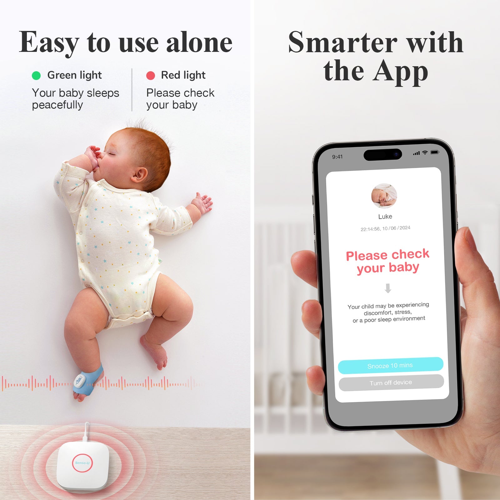 Sense-U Smart Sock Shoe 2 Baby Monitor tracks Heart Rate & Oxygen Levels