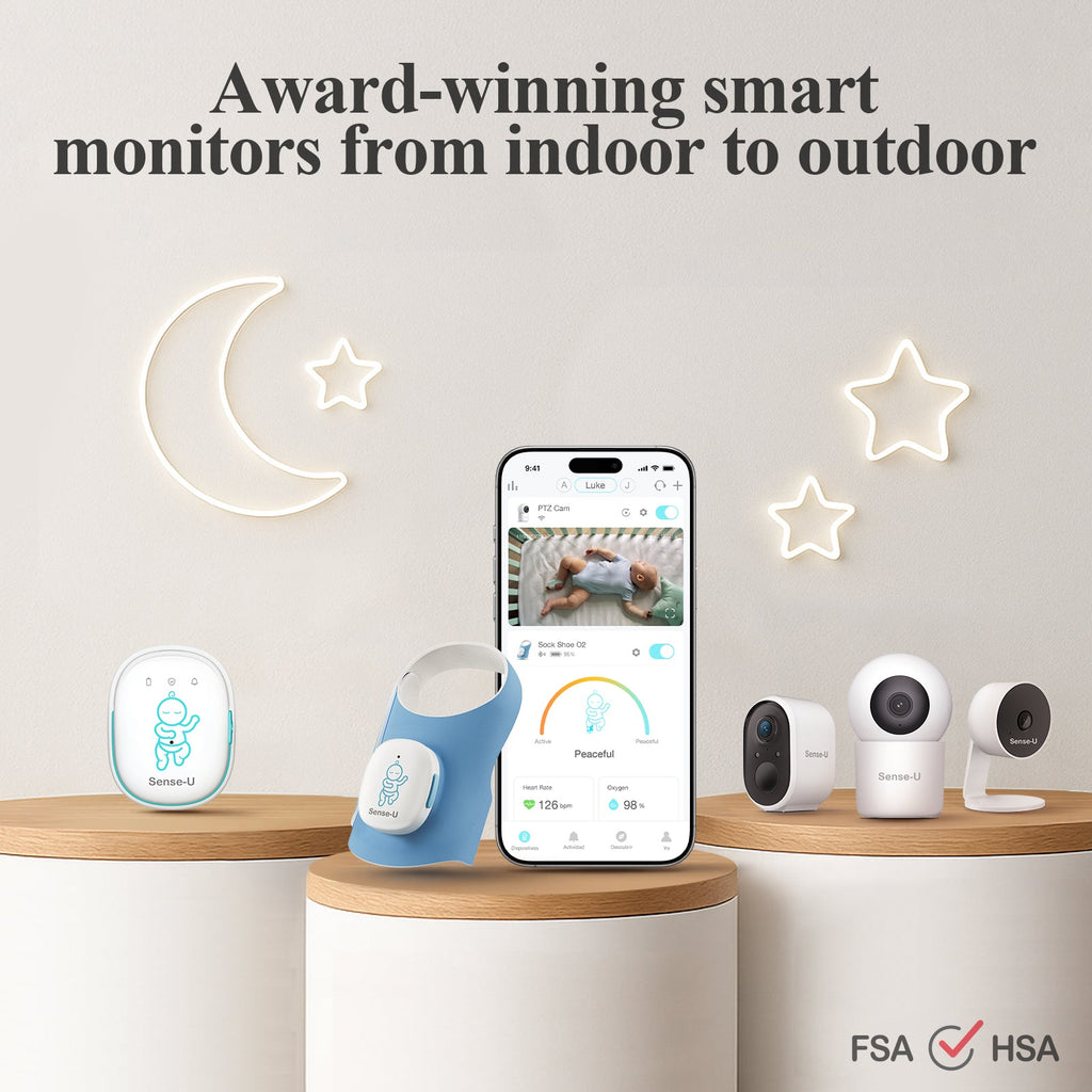 Sense-U Smart Sock Shoe 2 Baby Monitor tracks Heart Rate & Oxygen Levels