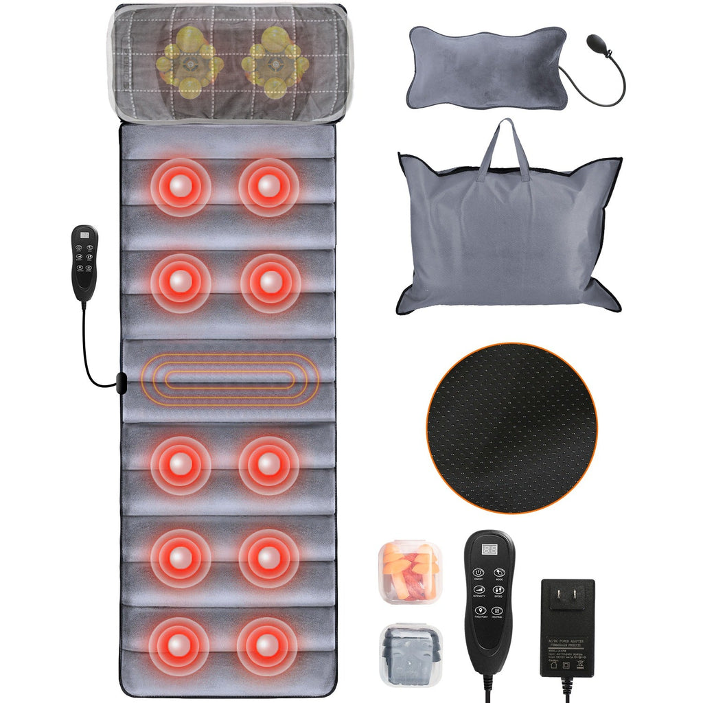 Full Body Electric Massage Mat Heat Chair Pad Neck Pillow 10 Vibrations