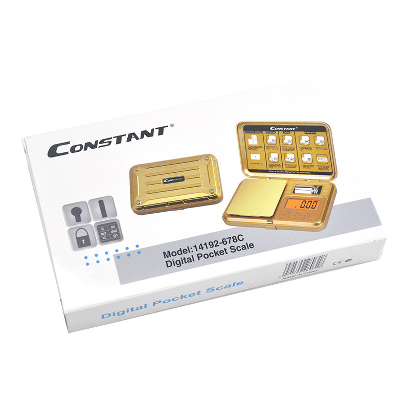 Constant digital pocket scale packaging on a white background