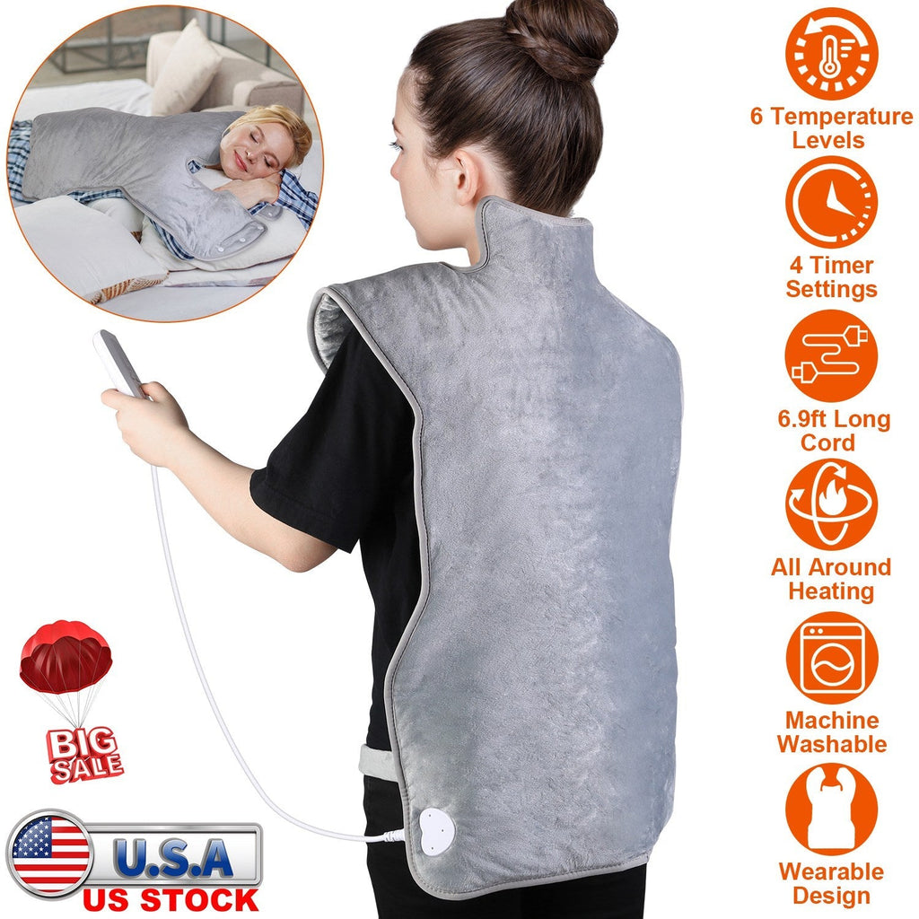 Electric Heat Wrap Fast Heating Pad Neck Shoulder Back Pain 6 Temp Settings