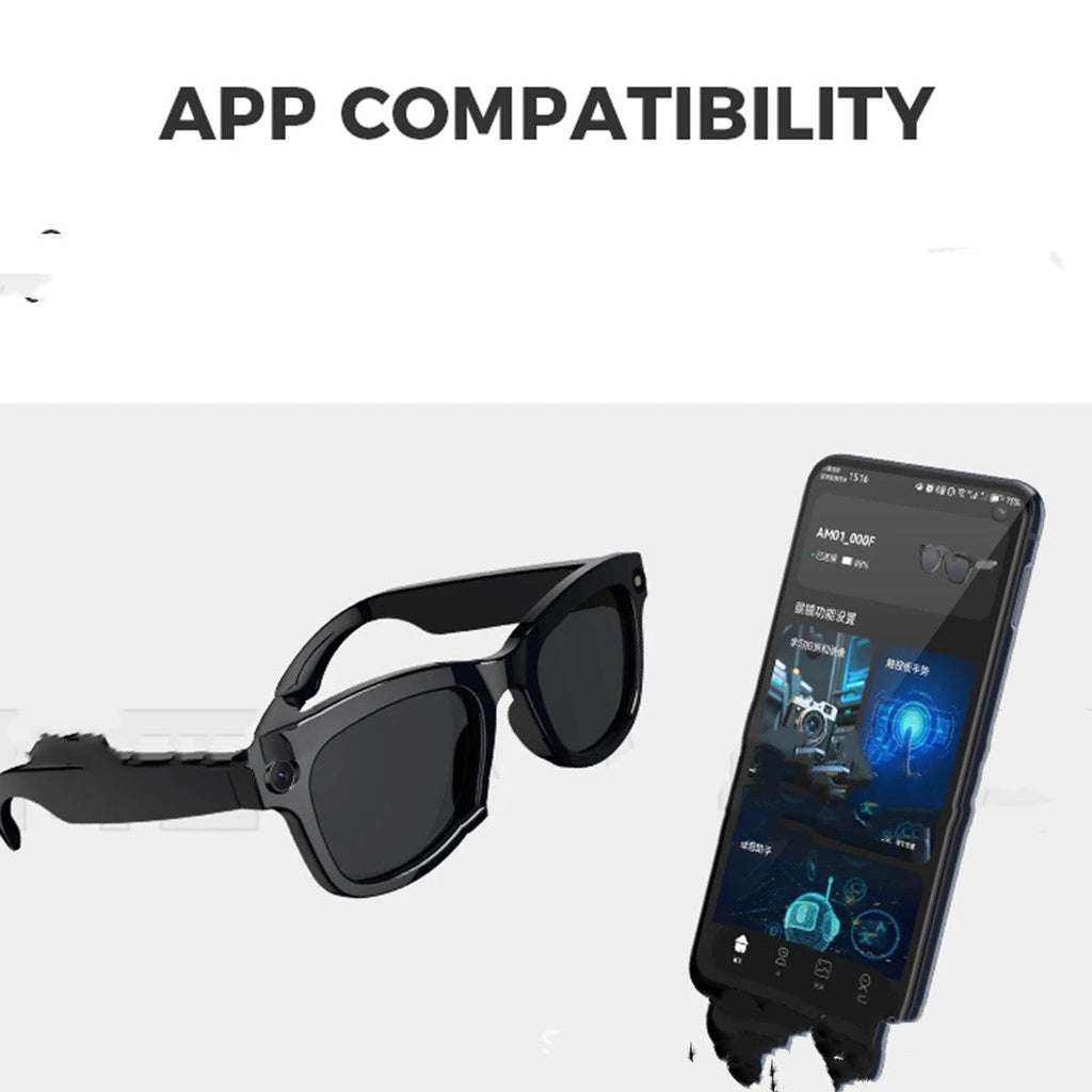 Smart Glasses 26 Languages Wide-Angle Camera Touch Control Wireless Music