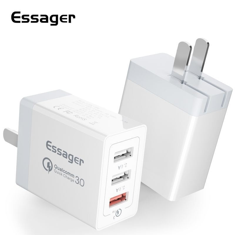 Essager USB charger with multiple ports on a white background