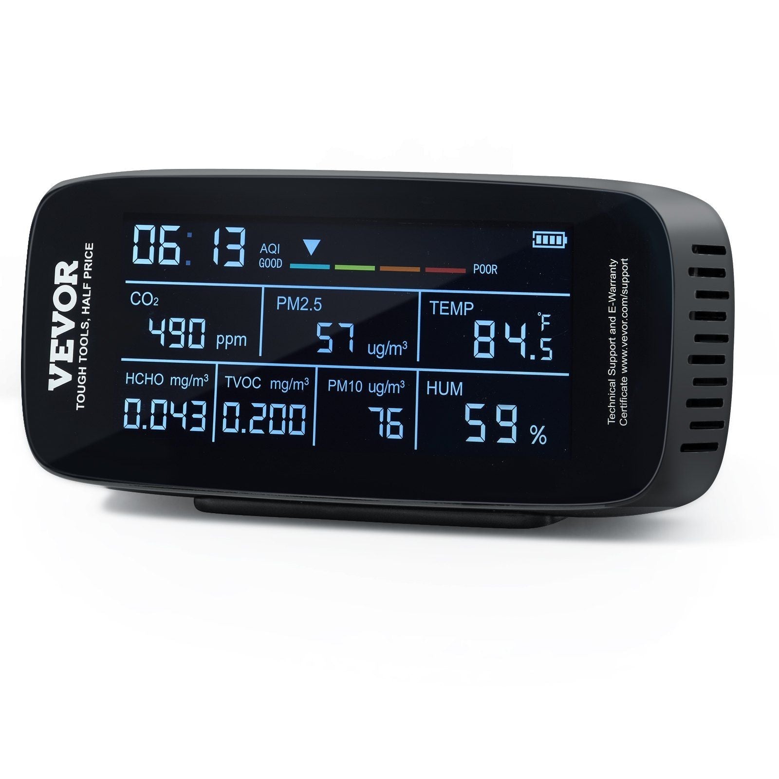 Indoor/Outdoor 9 in 1 Air Quality Meter w/Alarm