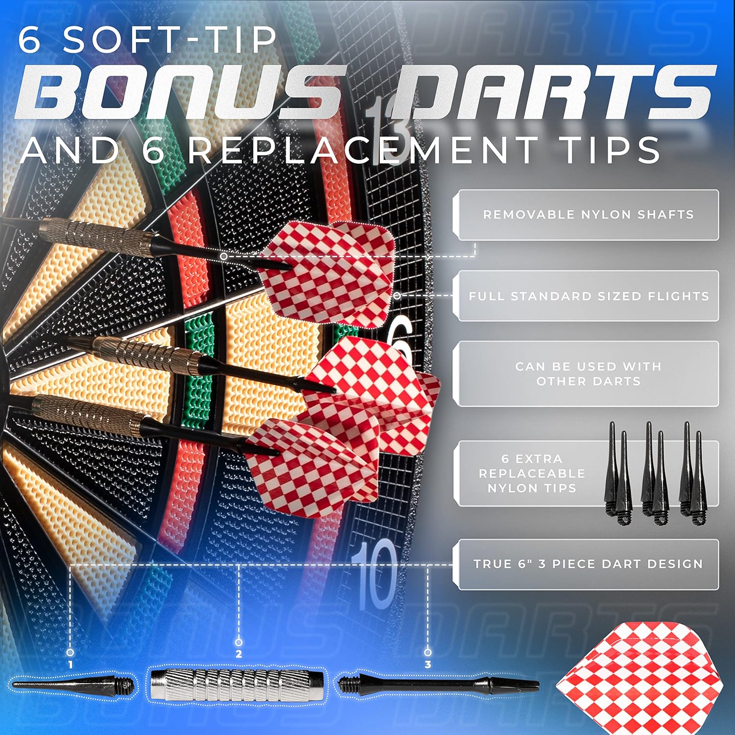 Electronic Dart Board Set 28 different games Digital Scoreboard Soft Tip Darts