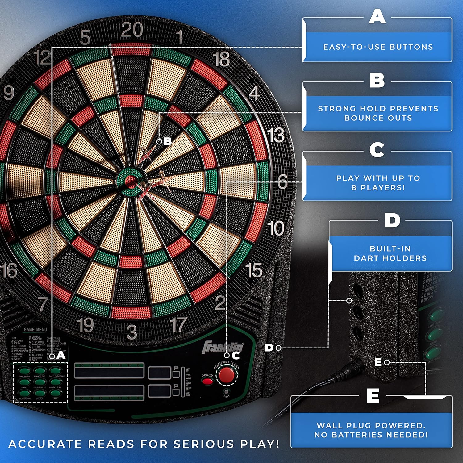 Electronic Dart Board Set 28 different games Digital Scoreboard Soft Tip Darts