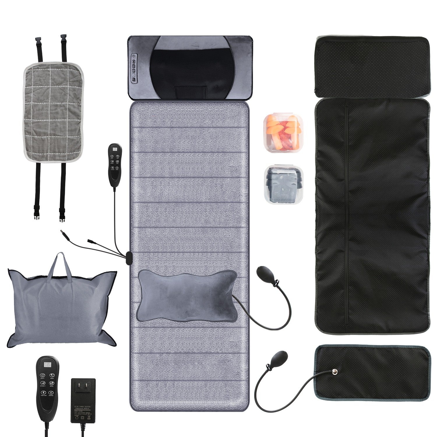 Full Body Electric Massage Mat Heat Chair Pad Neck Pillow 10 Vibrations
