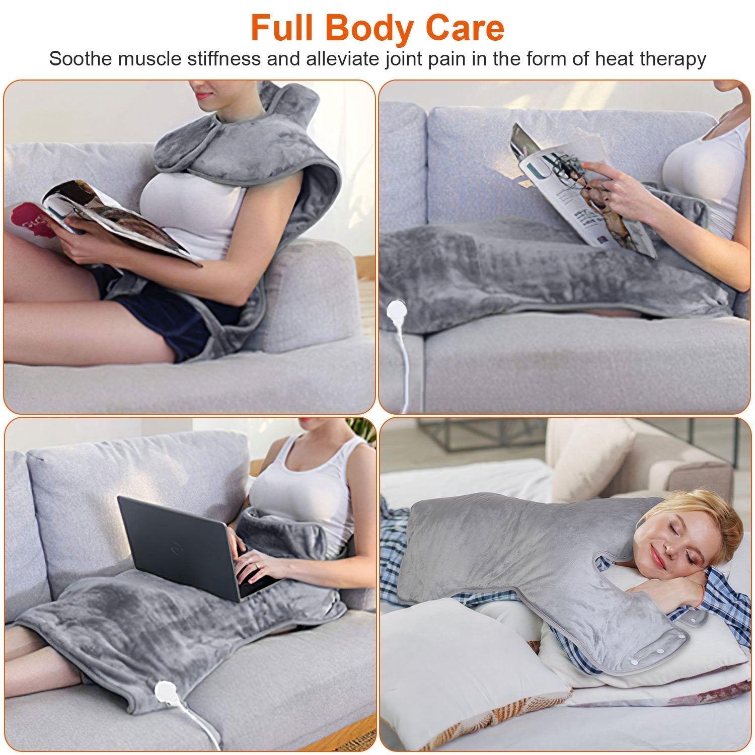 Electric Heat Wrap Fast Heating Pad Neck Shoulder Back Pain 6 Temp Settings