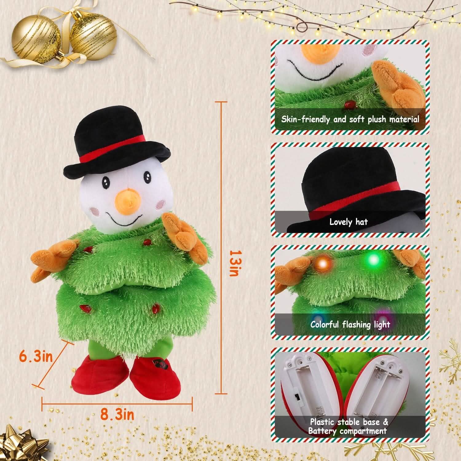 Electric Dancing Singing Plush Toy Elk, Penguin or Snowman