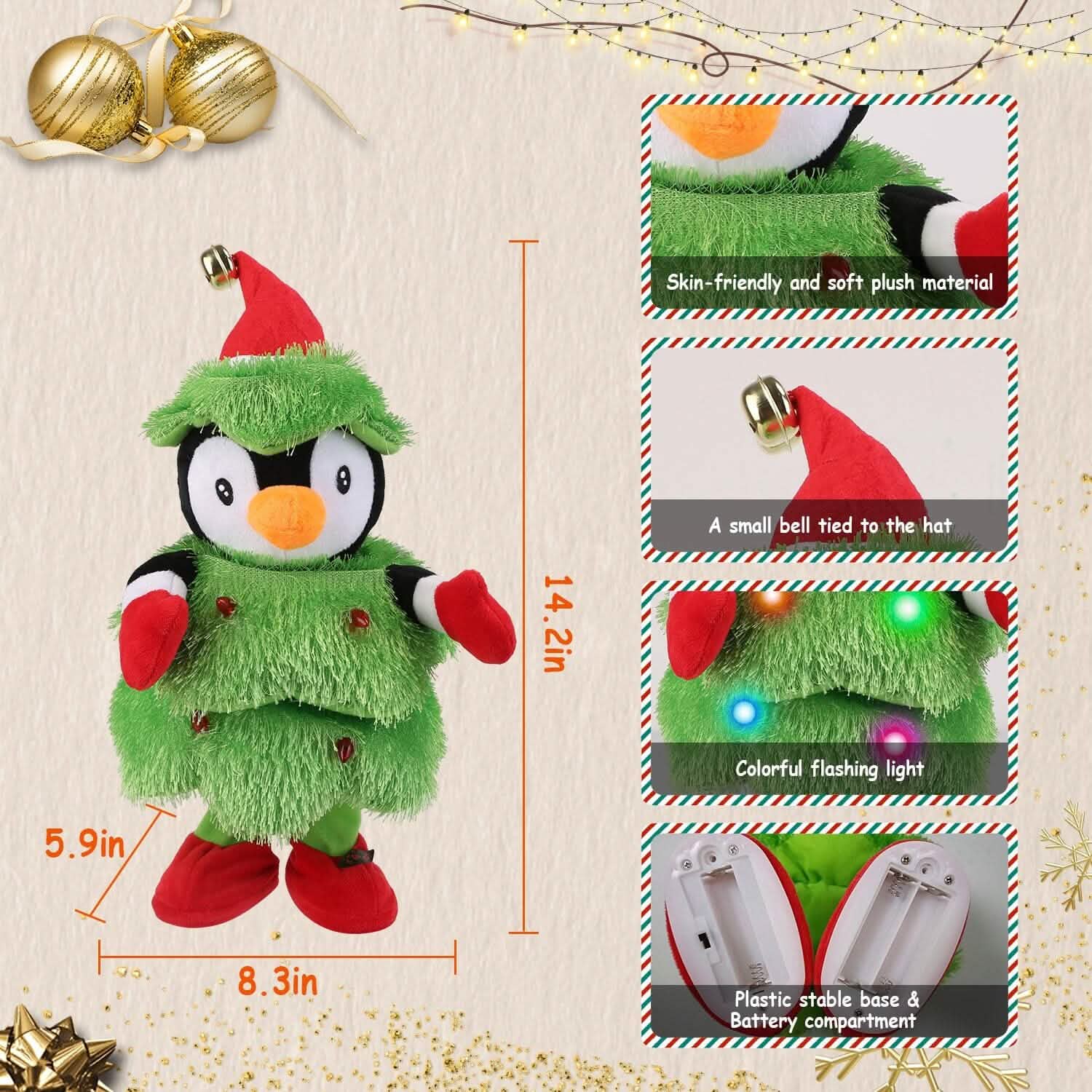 Electric Dancing Singing Plush Toy Elk, Penguin or Snowman