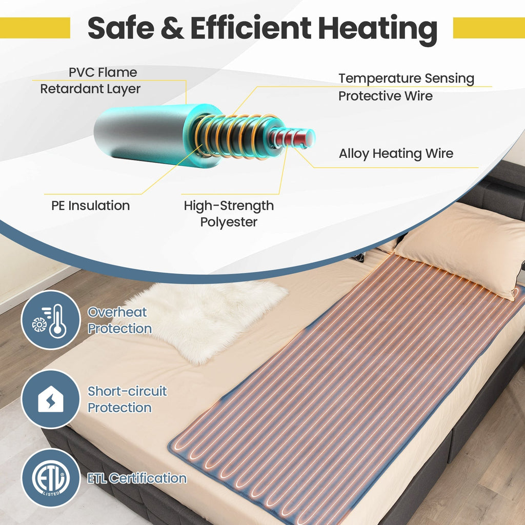 Electric Heated Mattress Pad with 5 Heating Levels and Overheat Protection