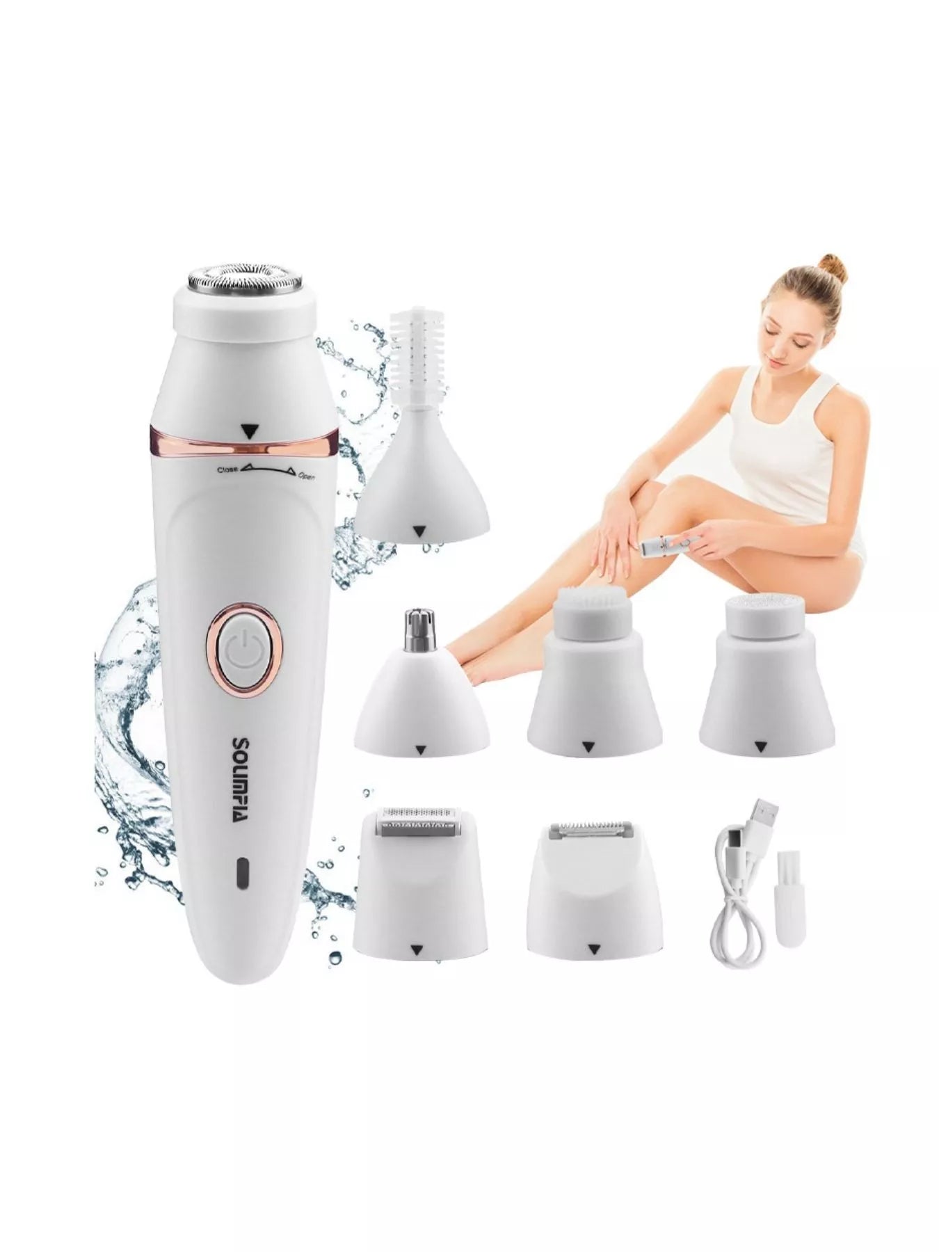 7-in-1 Electric Body Hair Remover Trimmer, Exfoliator, Facial Cleanser