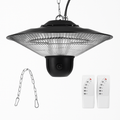 1500W Outdoor Patio Heater Electric Hanging Heated Ceiling Mounted Heating Lamp IP23 Waterproof with 3 Heating Levels 30Mins/60Mins Timer 2 Remote Con